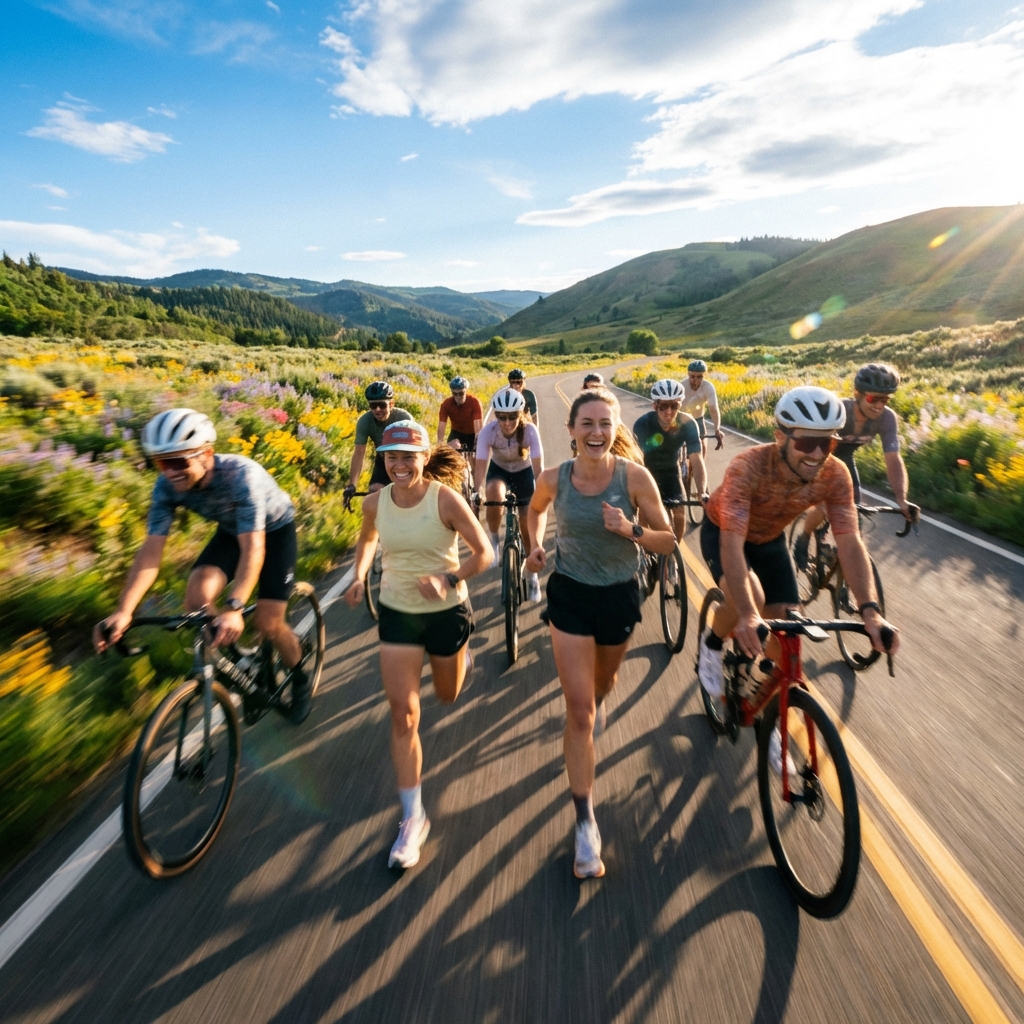 Groupe de sportifs à l'entraînement